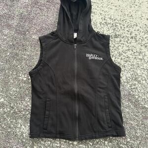 Harley-Davidson Black Sleeveless Hooded Vest